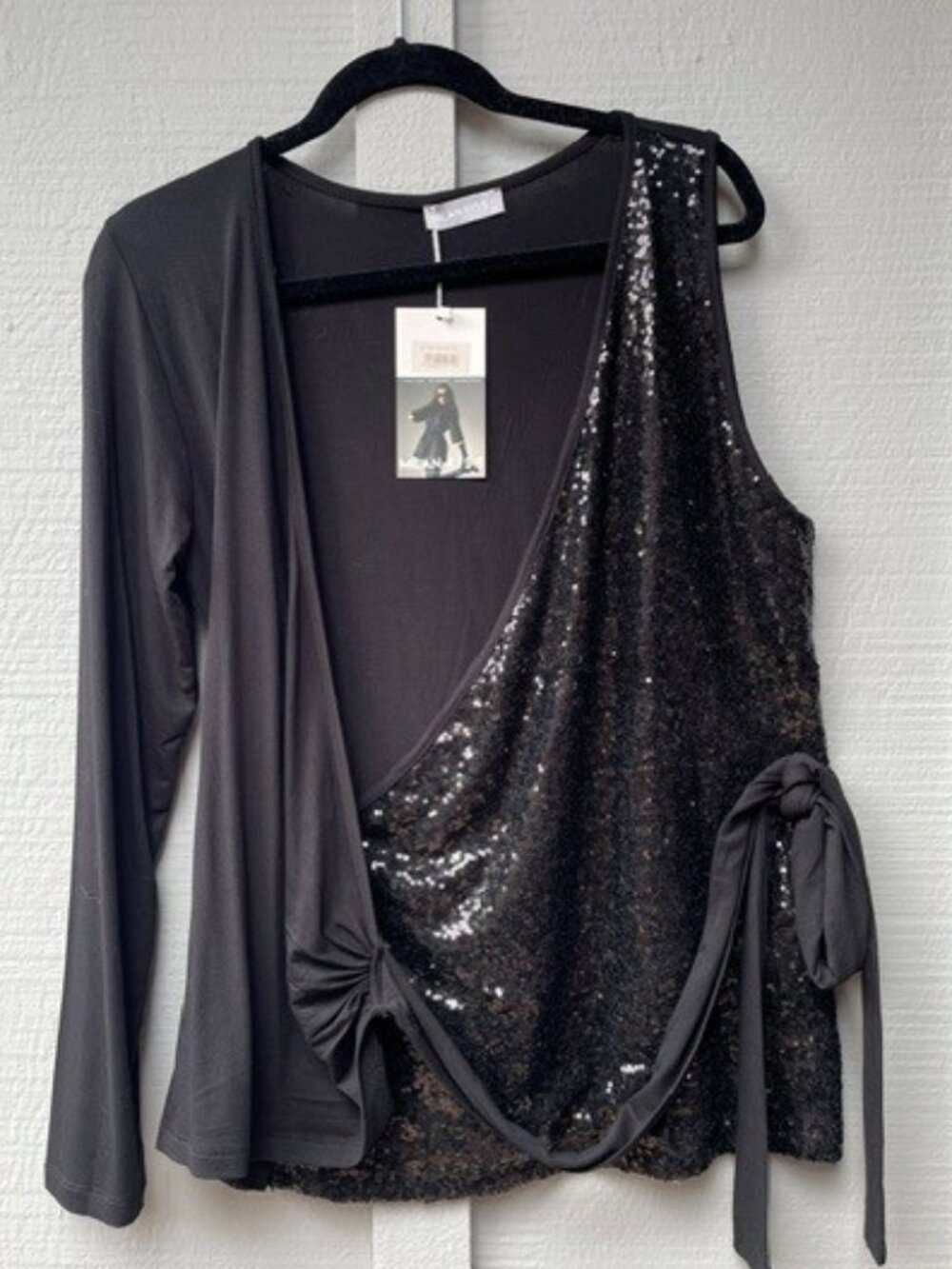 Milan Kiss – Black / Glitter Asymmetrical elegant blouse